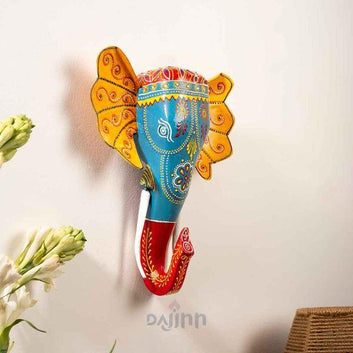 Turquoise Handpainted Elephant Wall Decor