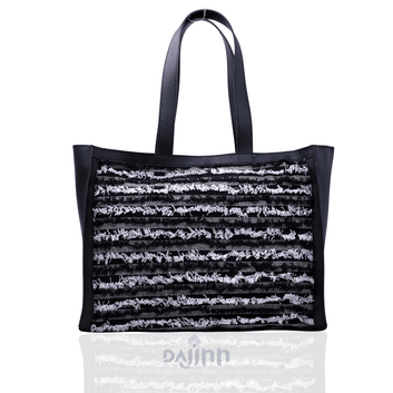 Dajinn Salt and Pepper Fringe Tote Bag