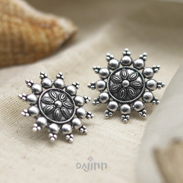 Anu Circle SIlver Oxidized Studs Earrings