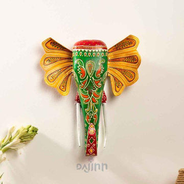Green Handpainted Elephant Wall Decor