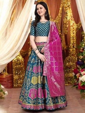 Elegant Teal Lehenga with Intricate Embroidery