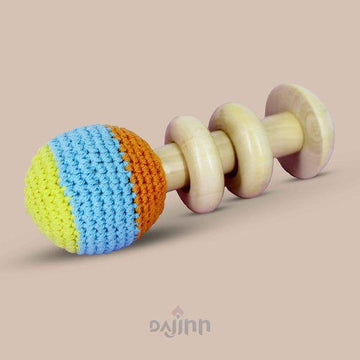DaJinn Wooden Organic Crochet Shaker - Baby Rattle Toy (0 Months+)