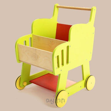 DaJinn Wooden Shopping Push Cart - Wooden Cart Pretend Play For Kids (2+ Years)