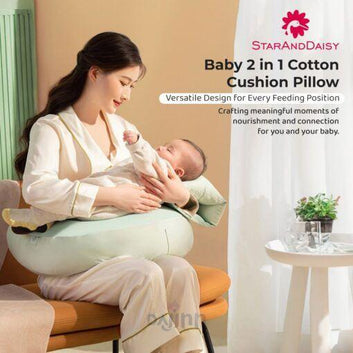 DaJinn Baby Feeding Pillow with Supportive Hand Cushion, Breastfeeding Pillows with Adjustable Waist Belt – Green