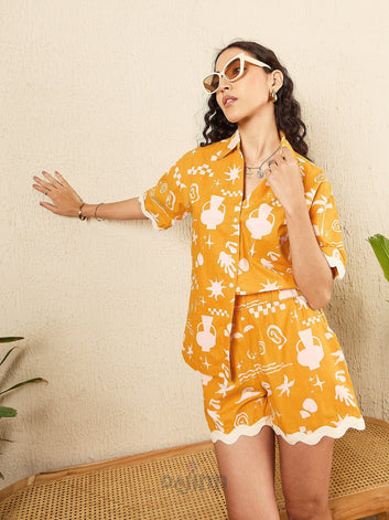 Dajinn Printed Ric-Rac Cotton Coord Set