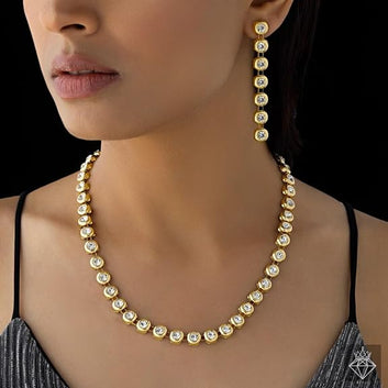 Dajinn Aarambha “Sumanjali” Anti-Tarnish Gold Necklace & Earrings Set – Lightweight Daily-to-Occasion Jewelry Elegance