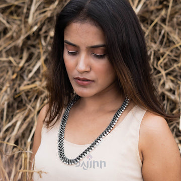 Dajinn Aanshi Long Silver Oxidised Necklace