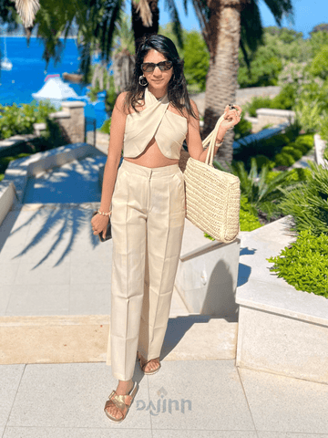Dajinn Halter Neck Linen Top With Pants