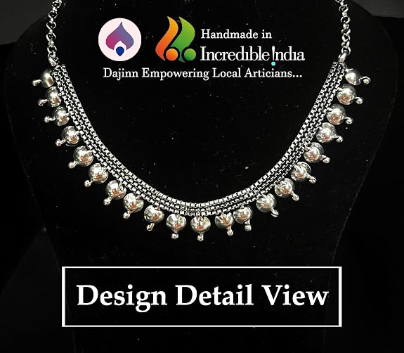 Minimalist Meenakari Oxidised Necklace - Shanti Sutra Collection front view