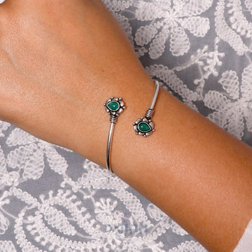 Aparna Green Leaf Silver Oxidized Bracelet