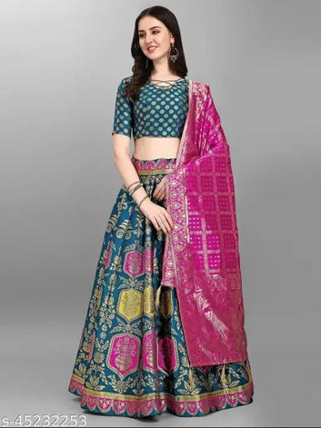 Elegant Teal Lehenga with Intricate Embroidery