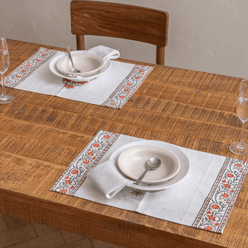 Daffodil Block Print Table Mat (Set of 2)