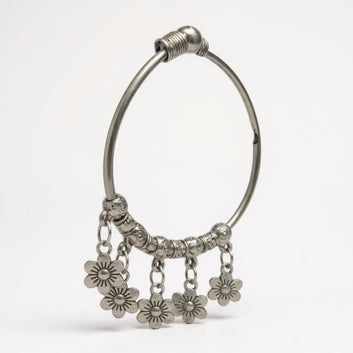 Dajinn Aarzoo Collection Oxidized Brass Elegant Finish Bracelet for Women & Girls | Traditional Ethnic Indian Charm Kada with Danglers | Adjustable Antique Style Jewellery (Blossom Kada)