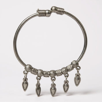 Dajinn Aarzoo Collection Oxidized Brass Elegant Finish Bracelet for Women & Girls | Traditional Ethnic Indian Charm Kada with Danglers | Adjustable Antique Style Jewellery (Teardrop Elegance Kada)