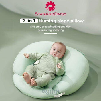DaJinn Baby Breast Feeding Pillow, Mom’s Portable Nursing Cushion & Waist Protector with Detachable Belt – Green