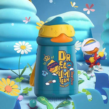 DaJinn Star Face Series International Kids Water Bottle Drinkware – Leak Proof Thermoses Stainless Steel BPA Free, 300 ml – Blue
