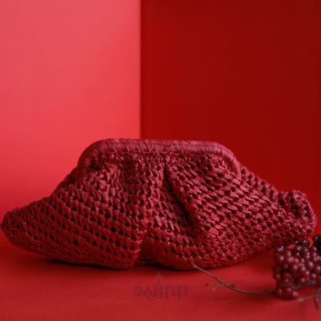 Dajinn Cherry Raffia Clutch