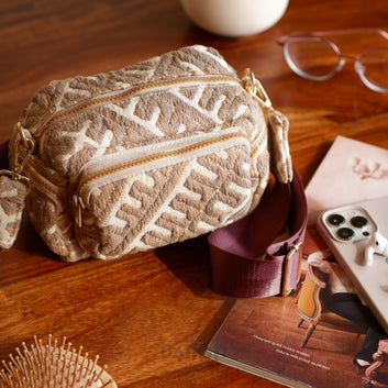 Dajinn Almond Cream Multi Pocket Sling Bag