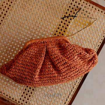 Dajinn Burnt Caramel Raffia Clutch