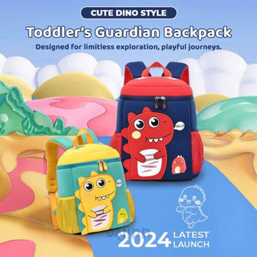 DaJinn Dino Fancy School Bag Kids, Waterproof and Lightweight Primary School Bag – Red & Blue