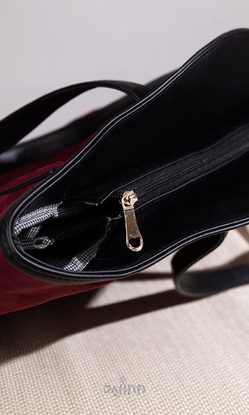 Dajinn Savannah Suede Tote- Wine