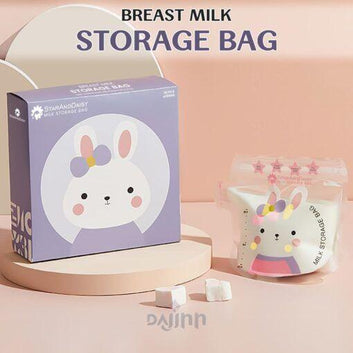 DaJinn Breast Milk Storage Bag, Transparent & BPA Free Disposable Printed Milk Bags for Baby Feeding Pack Of 30 – 200ML