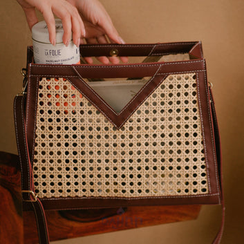 Dajinn Rattan Weave Sling/ Tote - Vintage Merlot