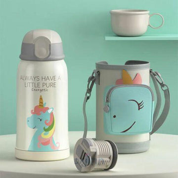 DaJinn Smart Kids School Water Bottle SUS Insulated Thermos (SUS304 White – 550ml)