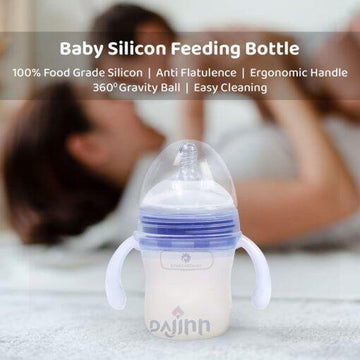 DaJinn Silicone Feeding Bottle for Newborn Baby with 360° Gravity Ball and BPA Free 0 Month+ (180 ML)