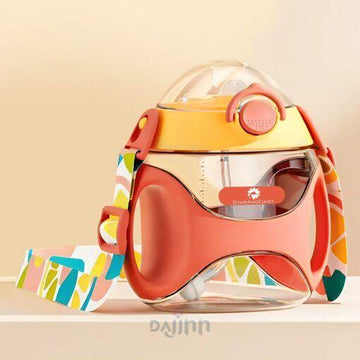 DaJinn Baby Sipper Water Bottle with Soft Straw & Handle with Anti Spill Lock, BPA Free & 360° Water Drinking Kids Bottle – 330ML, Orange