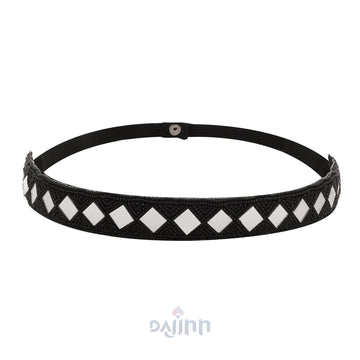Dajinn Kahani Bead Mirror Black Belt