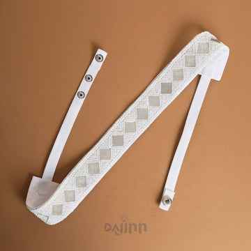 Dajinn Kahani Bead Mirror White Belt