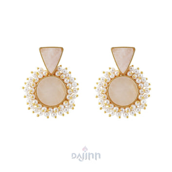 Dajinn Preeti Light Pink Stone and Pearl Earring