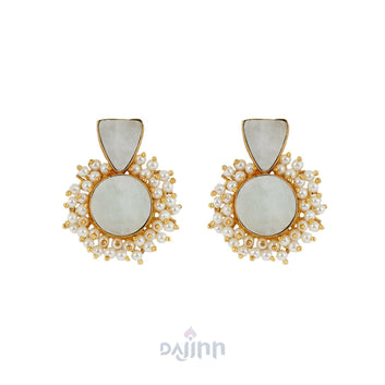 Dajinn Preeti Light Green Stone and Pearl Earring
