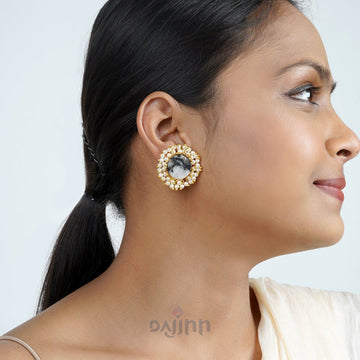 Dajinn Roop Grey Druzy Stone Earring