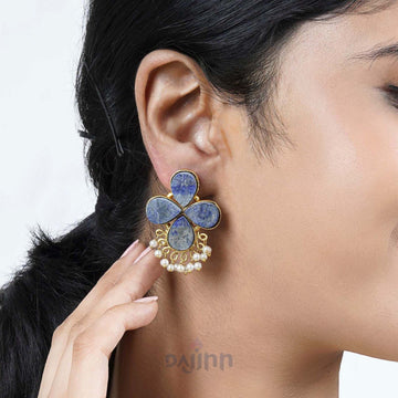 Dajinn Arisha Blue Stone and Pearl Earring