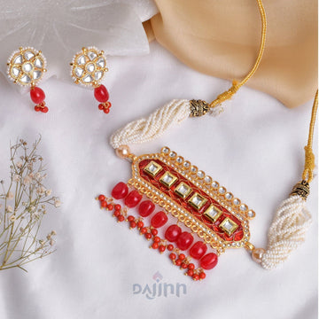 Dajinn Akruti Red Necklace Set
