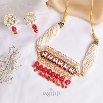 Dajinn Akruti Pink Necklace Set