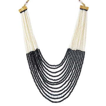 Dajinn Jareen Black and White Gold Necklace Set