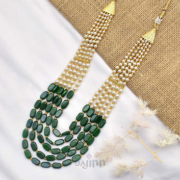 Dajinn Aarushi Green Bead And Pearl Necklace
