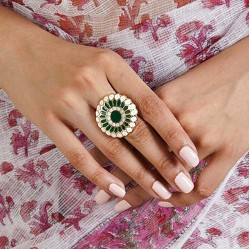Dajinn Niteeksha Green and White Gold Enamel Ring