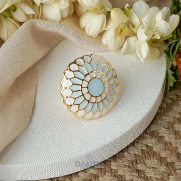 Dajinn Niteeksha Light Blue Gold Enamel Ring