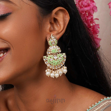 Dajinn Nityashri Mint Gold Enamel Earrings