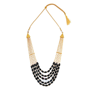 Dajinn Aarushi Black Bead and Pearl Necklace