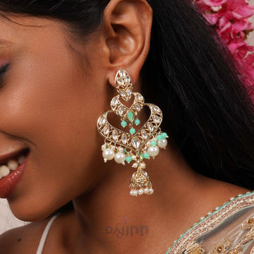 Dajinn Shrijita Mint Gold Enamel Earrings