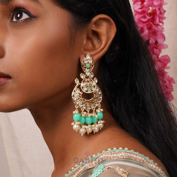 Dajinn Urveeja Mint Green Gold Enamel Earrings