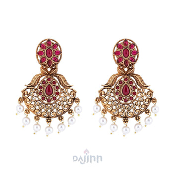 Dajinn Vikasini Magenta Gold Enamel Earrings