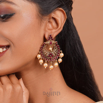 Dajinn Saumya Magenta Gold Enamel Earrings