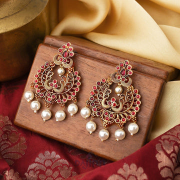 Dajinn Siyaa Magenta Gold Enamel Earrings