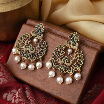 Dajinn Siyaa Dark Green Gold Enamel Earrings